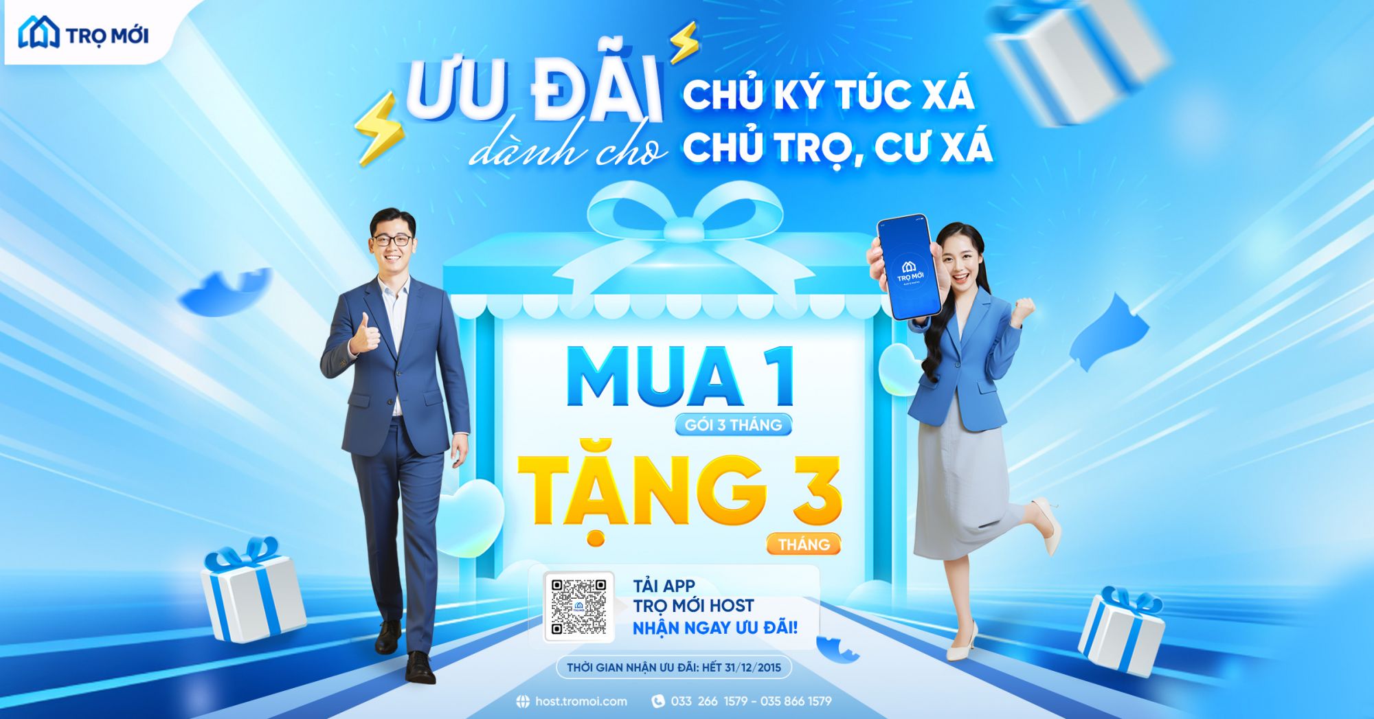 MUA 1 TẶNG 3 - CƠ HỘI VÀNG TỐI ƯU VẬN HÀNH THỜI ĐIỂM CUỐI NĂM DÀNH CHO CHỦ KÝ TÚC XÁ, CHỦ TRỌ, CƯ XÁ