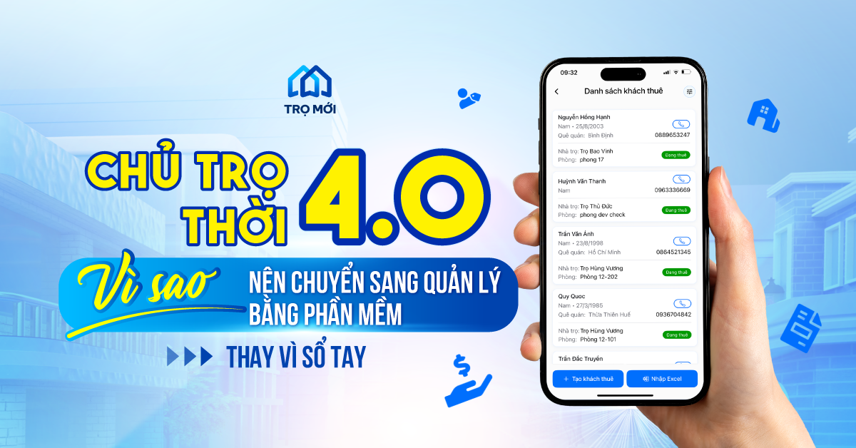 Chủ trọ thời 4.0: Vì sao nên chuyển sang quản lý bằng phần mềm thay vì sổ tay?